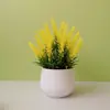 Flores Artificiales Falsas Muebles para el Hogar Adornos de Mesa Balcón Flores de Plástico Planta Verde Falsa Adornos de Plantas en Maceta Mini Decoraciones Bonsái