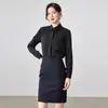 Camisa Larga Negra Nueva para Mujer Primavera y Otoño 2026, Top Elegante Popular para el Trabajo, Blusa Versátil de Gasa Talla Grande
