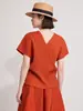 Top plisado de manga corta estilo japonés para mujer, camisa de verano con cuello en V para usar en capas, elegante, corte holgado, adelgazante, camiseta plisada, versátil para ir al trabajo