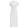 Vestido de punto liso de cuello redondo transfronterizo para mujer, vestido de punto de manga corta de Amazon, vestido largo de punto de corte ajustado de línea A europeo y americano