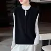 Chaleco de punto 100% lana pura para mujer, moderno y elegante, nuevo modelo primavera y otoño 2026, suéter chaleco de cuello redondo para exteriores