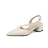 Zapatos de mujer 2026 primavera/verano modelo de comercio exterior de AliExpress, punta fina cómoda de tacón medio, tallas 32-43, correa de hebilla lateral hueca