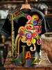Nova estampa de padrão de jazz abstrato transfronteiriço em camiseta masculina de gola redonda, manga curta, impressão digital 3D, secagem rápida, disponível para atacado a partir de uma peça