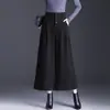 Calça de Lã Elegante de Perna Larga Feminina 2026 Outono/Inverno Novo Estilo Solta Emagrecimento Casual Calça Caimento Versátil Calça de Perna Reta