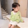 Cardigã de malha infantil Verão Fino Protetor Solar Roupas Cor Sólida da Menina Jaqueta Bordada Camisa de Ar Condicionado para Todos os Jogos da Menina