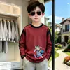 Camiseta Manga Longa Color Block 100% Algodão para Meninos Primavera e Outono Camada Base Novo Estilo Bonito Versátil Estampa Manga Raglan Top Tendência