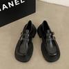 Mocasines de suela gruesa para mujer, estilo británico, de piel suave, con tacón grueso, informales, pequeños, para verano y primavera de 2024