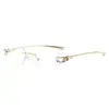 Nuevas gafas de sol cuadradas, modernas gafas de sol metálicas para mujer de estilo liso con diseño de nudo tridimensional, gafas de sol sin montura de moda para posar