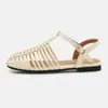 Sandalias Romanas Tejidas a Mano para Salidas de Verano para Mujer Zapatos Nuevos Huecos de Tacón Bajo con Tira Única Calzado Casual 7006-3