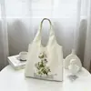Bolsa tote de lona com estampa de desenho animado estilo japonês, grande capacidade, adequada para estudantes usarem na aula, bolsa de ombro casual estilo coreano