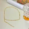 Moda Europea y Americana Collar de Cadena en Forma de Y con Borlas Collar de Cristal Corazón Diamante Cuentas Estilo Festivo Verano Joyería Dulce