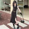 Conjunto de Verano para Niñas 2026 Nuevo Casual Estilo Coreano Top con Capucha Irregular y Conjunto de Falda para Niños Mayores Moderno