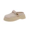 Zapatillas de Tacón Alto Tacón Grueso Malla Calada Medias Zapatillas 2025 Nuevo Verano Perezosas Sandalias Slip-On Zapatos de Mujer