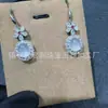Brincos de Abóbora com Crisoprásio Gelo Incrustado Banhados a Prata S925 Atacado Brincos de Gota d'Água de Ágata Rosa Comparáveis à Jadeíta Jade