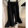 Calças Casuais de Inverno para Meninas Calça de Bebê Estilo Western Personalidade Infantil Tendência Estilo Coreano Preto Engrossado Peça Única Lã Calça Flare Fashion