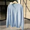 100% Cachemir Otoño e Invierno 2026 Nuevo Suéter Cardigan Jacket de Punto Elegante para Mujer, Corto, Cuello Redondo, Cepillado, con Botones