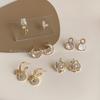 Aretes de Concha Natural con Textura de Lujo Accesible Francés para Mujer, Aretes de Zirconia Versátiles de Alta Gama, Aretes Dulces y a la Moda