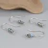Aretes de plata esterlina S925 accesorios de gancho para la oreja vintage azul quemado colgante colgante accesorios material simple para bricolaje soporte para la oreja