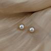 Pendientes de Aguja de Plata Imitación con Tachuelas Completas de Diamante y Perla, Diseño Floral Geométrico, Pendientes Elegantes y Delicados, Joyería de Oreja Simétrica con Goteo de Aceite para Mujer