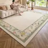 Alfombra de sala de estar pastoral estilo francés, alfombra de noche con encaje floral vintage para dormitorio, alfombra grande antideslizante para mesa de café en casa
