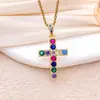 Colar Tendência Transfronteiriça Joias Colar Cruz Acessórios Feminino Design de Nicho Zircônia Colorida Acessórios de Moda