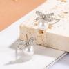 Aretes de Estrella con Lazo de Perlas para Mujer Diseño Nicho Temperamento Simple Combinable Dulce Delicado