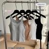 Chaleco fino de una pieza con doble tirante para el hombro, push up, soporte superior, otoño e invierno, cabestrillo con almohadilla para el pecho, chaleco de algodón de color sólido, ropa interior para mujer