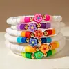 Pulseira de Flores Estilo Férias Boêmio, Contas Doces de Argila Macia Elástica em Cores Macaron, Estilo Ins