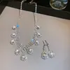Collar de Corazón de Flor de Diamante Cuadrado Transfronterizo Europeo y Americano Cadena para Clavícula de Lujo Ligero Gama Alta Exagerado Nicho Versátil