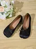 Zapatos de Mujer Otoño Nuevo Punta Dividida Lazo Zapatos de una Sola Pieza Mujer Piel Suave Boca Baja Versátiles Zapatos Perezosos Slip-on Planos