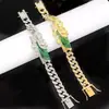 Corrente cubana masculina europeia e americana transfronteiriça de 13mm totalmente cravejada com diamante com pingente de retrato, colar estilo hip-hop de rua