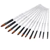 Pacote com 12 Canetas de Pintura a Óleo e Aquarela com Haste Branca, Ponta Inclinada Frontal, Duas Cores, Lã de Nylon, Caneta para Pintura de Belas Artes