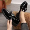Mocasines sin cordones para mujer, suela de plataforma con lazo de charol brillante, resistentes al desgaste, antideslizantes, Colección Primavera/Verano 2026