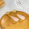 Nuevos Pendientes de Clip y Pendientes con Forma de Abanico de Estilo Chino con Imitación de Calcedonia y Forma de Gota de Agua para Mujer, Nuevos Pendientes de Estilo Chino con un Toque Nicho de Alta Gama 2024