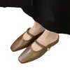 Medias Pantuflas Cerradas Estilo Francés para Mujer, Nuevo Modelo Primavera y Otoño 2026, Sandalias Plateadas que Aumentan la Altura con Suelas Planas Suaves