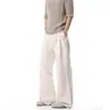 Pantalones Casuales de Patchwork Plisados de Corte Limpio Estilo Americano para Hombre, Tendencia de Primavera y Otoño, Holgados, Pierna Ancha, Rectos, con Caída, Pantalones Deportivos