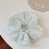 Scrunchie de malha com bolinhas em cores suaves, elástico de cabelo doce e sofisticado estilo coreano, elástico de cabelo casual para mulheres