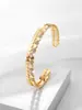 Conjunto de Pulseira Aberta e Anel Bicolor com Cravação de Diamantes em Favos de Mel de Luxo Leve Transfronteiriço, Design de Nicho com um Toque de Sofisticação, Joias Femininas