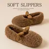 Pantuflas de algodón estilo Mary Jane para mujer, nuevo estilo 2026, cálidas, para interior, antideslizantes, forradas de felpa, fáciles de poner, pantuflas de estar en casa