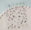 Pegatinas para Uñas de Sol, Luna y Estrella Estampadas en Oro, Estilo Misterioso Ojos Triangulares de Sol y Luna Pegatinas para Uñas DIY, Modelo Dh