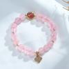 Pulsera de Cristal de Fresa Nudo Permanente Concentración Pulsera de Cuentas de Transferencia Rosa Flor de Durazno para Mujer Maravillosa Pulsera de Diamante para Matrimonio