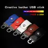 Estuche de Cuero al por Mayor Memoria USB 16G32G64G128G Alta Velocidad Estuche de Cuero para Coche Regalo para Estudiante Memoria USB con Logo de Empresa