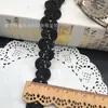 Acessórios de renda para roupas estilo Chanel, fita de renda espinha de peixe em poliéster preto, estilo centopeia, para confecção de roupas.