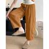 Pantalones de Lino de Seda Amarillos Atardecer de Nueve Puntos Pierna Ancha para Mujer Verano 2026 Nuevos Casual Sueltos Adelgazantes Petite Pantalones de Pierna Curva