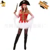 Fantasia Cosplay de Pirata Mulher Adulta Festa à Fantasia de Halloween Vestido Vermelho Vestido