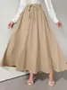 Nova saia longa de barra larga, estilo ins transfronteiriço, versátil e de corte solto, saia longa elegante feminina de cintura alta, europeia e americana