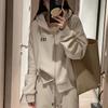 Chaqueta cárdigan de otoño e invierno 2024, chalecos con capucha y forro polar a la moda, pantalones deportivos casuales de dos piezas