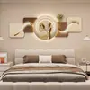 Pintura Decorativa Moderna Minimalista para Dormitorio Banderín con Luz LED Pared de Fondo del Dormitorio Principal Pintura Creativa de Alto Nivel