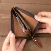 Billetera Corta de Cuero Genuino Más Vendida Transfronteriza con Billetera para Monedas, Característica Antirrobo, Gran Capacidad, 80% de Descuento+ Ranuras para Tarjetas, Porta Identificación