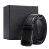 Cinturón de Cuero Personalizado para Hombre de Cuero Genuino Hebilla Automática Cinturón de Cintura de Piel de Vaca Logo Impreso a Color Regalo de Negocios Hebilla de Trinquete Cinturón de Cuero de Primera Capa para Hombre